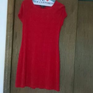 ABS Red Cap Sleeve Slinky Dress